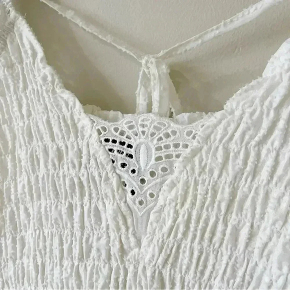 White Birch Black Label Flutter Sleeve Smocked Dress Size XL White EUC - Picture 7 of 15